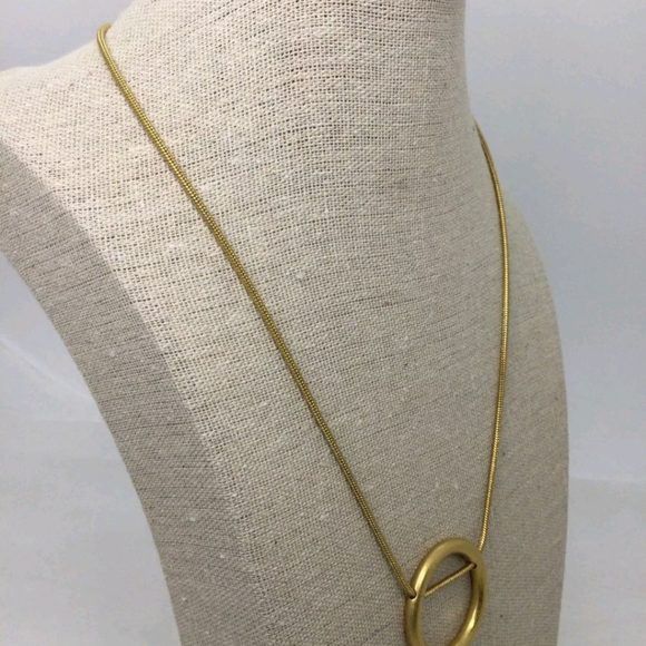 Madewell Yellow Goldtone Open Circle Pendant Chain Necklace 18" - Picture 3 of 5